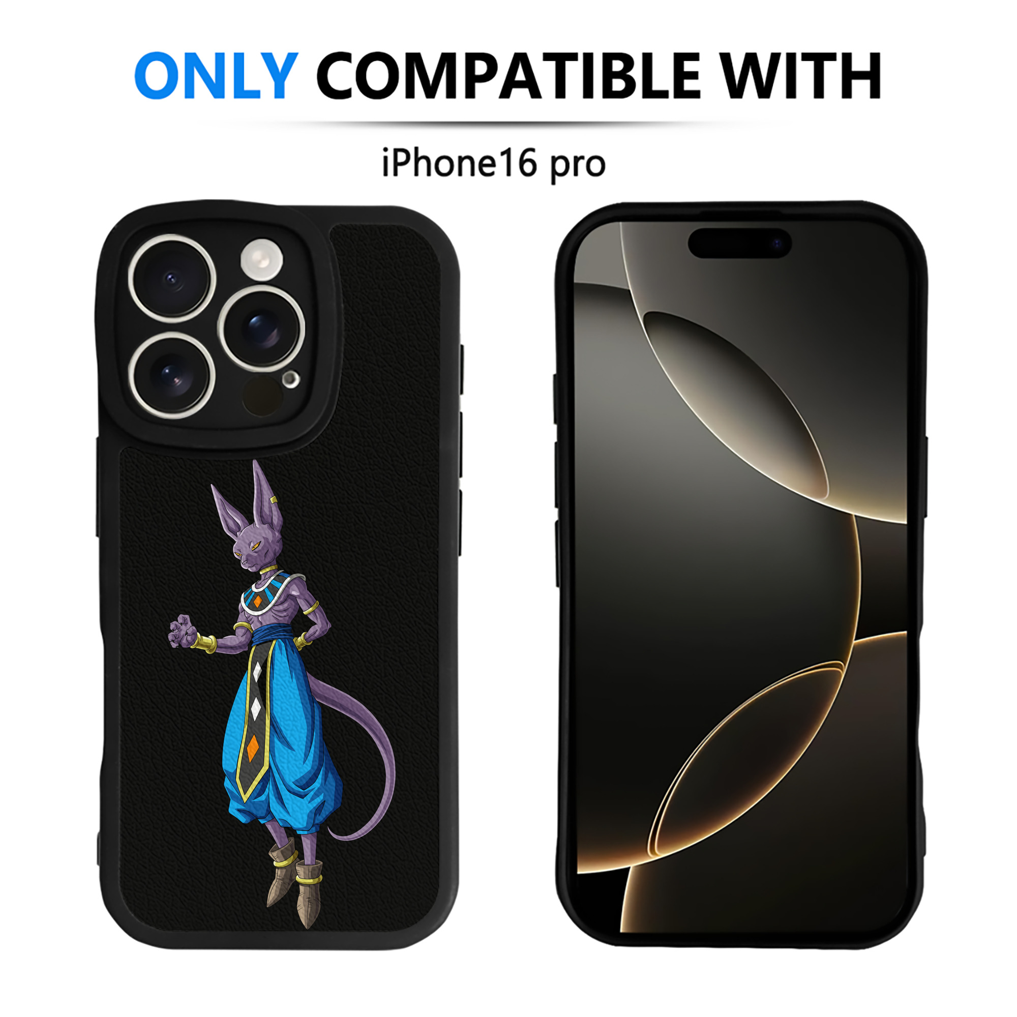 （画像用） ドラゴンボール ビルス 破壊神ビルス DRAGON BALL Beerus Birusu 【iPhone 16シリーズ対応】シリコンスマホケース（レザー調） 材質：シリコン